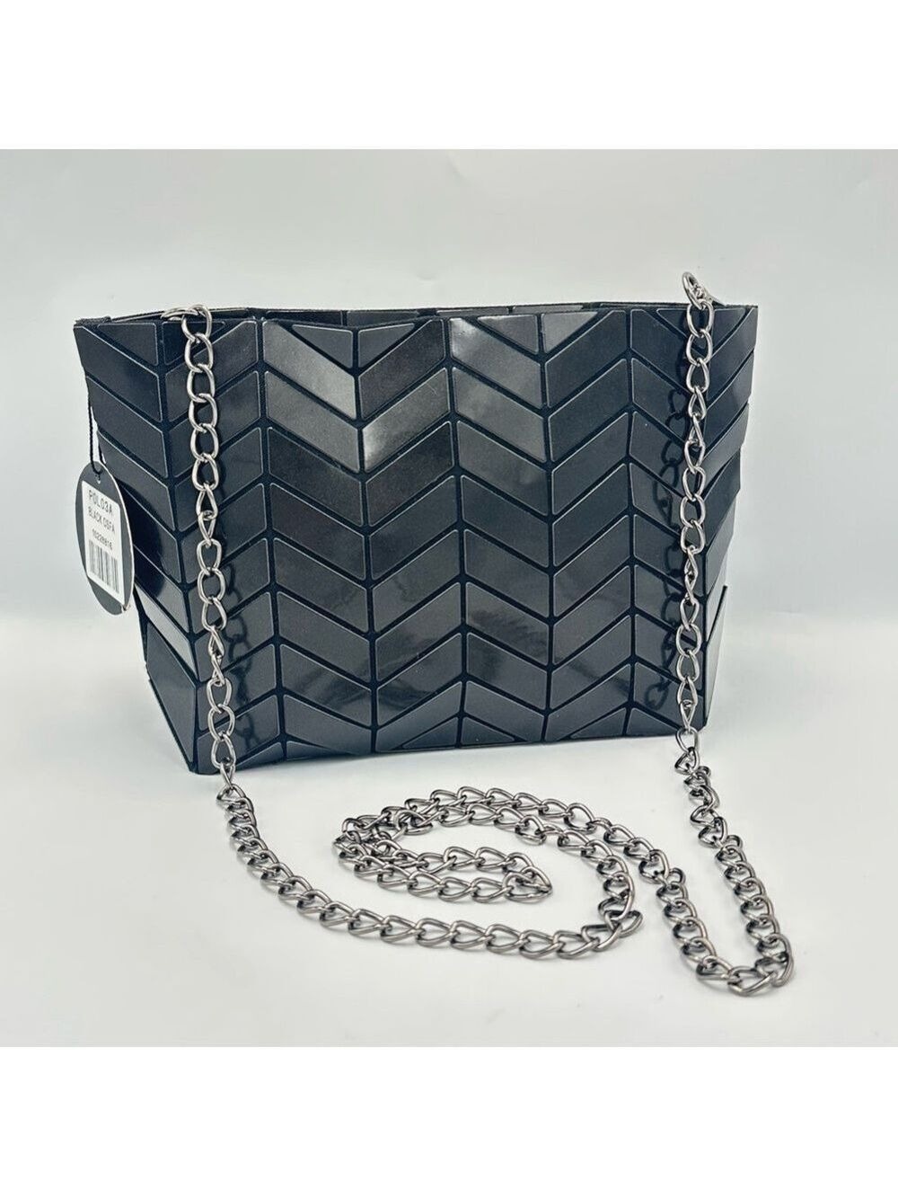 Patrizia Luca Geometric Crossbody Bag Clutch Purse Black Shimmer NWT - Picture 13 of 15